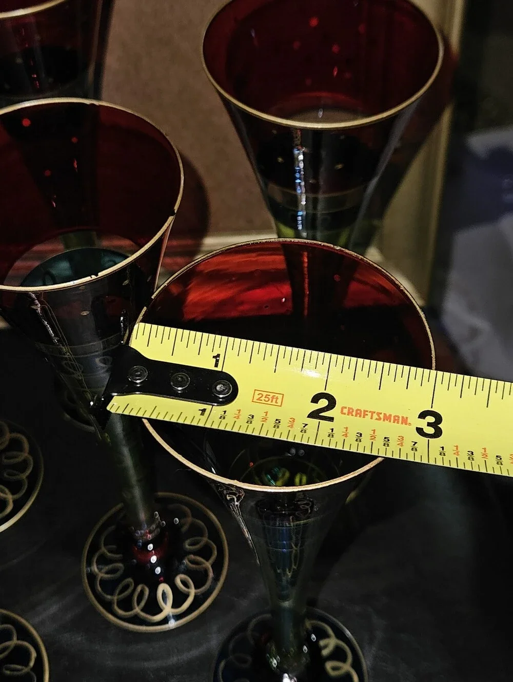 Vintage Pier 1 Set of 6 Hand Painted Colorful Champaign Glasses